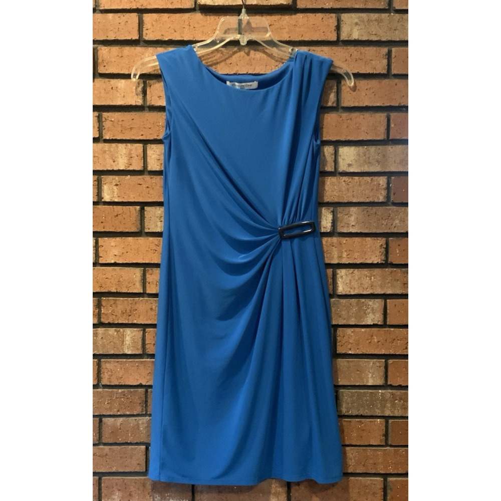 Evan-Picone Womens Blue Sleeveless Cocktail Ruched Dress Size 6